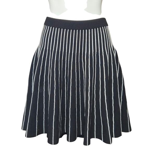 Carmen Marc Valvo Womens Small Fit & Flare Skirt Ribbed Knit Academic Preppy - Picture 1 of 8
